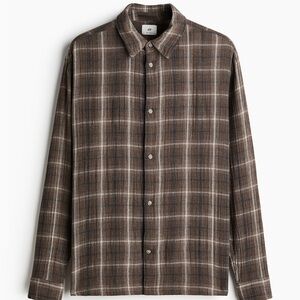 H&M Men's Brown Plaid Regular Fit Long Sleeve Button Down Size XL